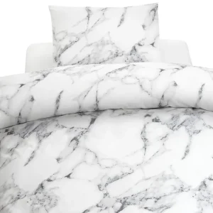 Påslakanset Enkelsäng 2-Dels Marmor Vit Borganäs of Sweden - Textil & mattor Billigare