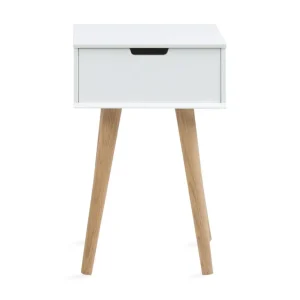 Funky & Co Gillian Sängbord 40 cm med Förvaring Låda Vit/Ek/Brun - Möbler Beställ idag