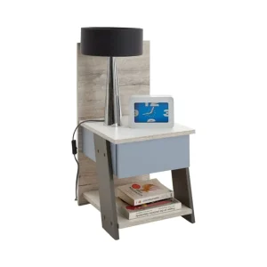 Scandinavian Choice Hawley Sängbord 34 cm med Förvaring Lådor + Panel Vit/Beige/Grå/Blå - Möbler Nedsatt pris