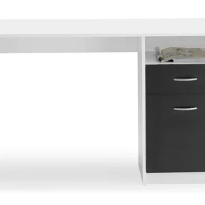 Billig Scandinavian Choice Jackson Skrivbord 123 cm med Förvaring Hylla + Låda + Skåp Vit/Svart - Möbler