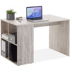 Fynd Gent Skrivbord 117 cm med Förvaring Hyllor Grå/Natur - Möbler