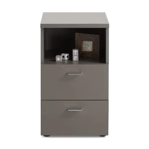 Scandinavian Choice Colima Sängbord 35 cm med Förvaring 2 Lådor + Hylla Grå - Möbler Köp nu