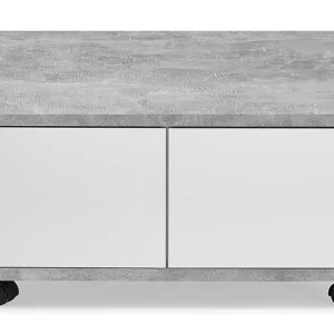 Nyhet Scandinavian Choice Twin Soffbord 70 cm med Förvaring Lådor på Hjul Vit/Betonggrå - Möbler