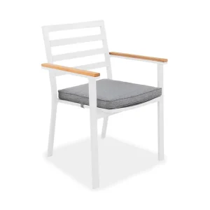 deNoord Oliver Karmstol Utomhus m Dyna Vit/Teak/Grå - Utemöbler & utemiljö risnedsättning