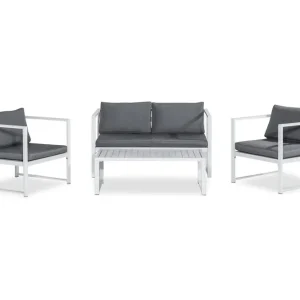 Billigare Comfort Garden Tunis Soffgrupp Vit / Gråa dynor - Utemöbler & utemiljö