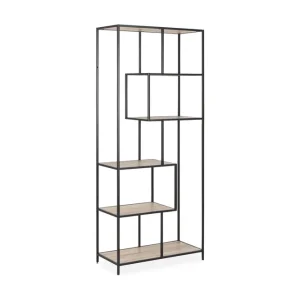 Outlet Concept 55 Hasslevik Bokhylla 77x185 cm Varierande Hyllor Sonoma Ek/Svart - Förvaring
