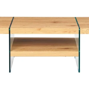Aldreda Soffbord 110 cm med Förvaring Hylla Glas/Natur/Brun - Möbler Nedsatt pris