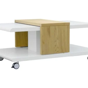 Fynd Scandinavian Choice Saturnina Soffbord 110 cm med Förvaring Hyllor på Hjul Vit/Trä - Möbler