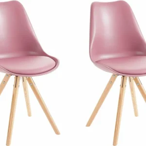Loft24 Malik Matstol 2-pack PU/Rosa/Ek - Möbler Endast denna vecka