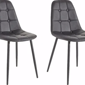 Loft24 Mireio Kjøkkenstol Konstläder 2-pack Svart/Metall - Möbler Nedsatt pris