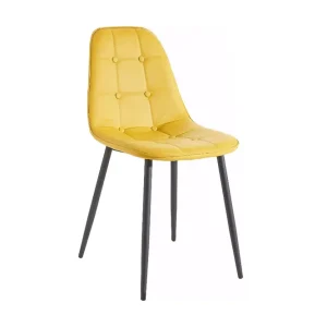 risnedsättning Loft24 Mireio Köksstol Konstläder 2-pack Gul/Metall - Möbler