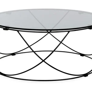 Snabb frakt Mechelle Soffbord 85 cm Runt Glas/Svart - Möbler