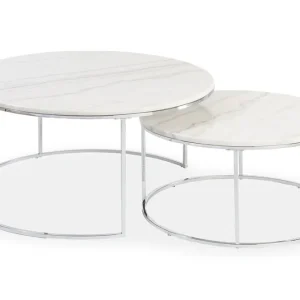 Bästa pris Stenexpo Dubarry Satsbord Runt 60|80cm Krom / Ljus Marmor - Möbler