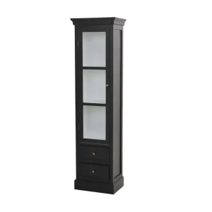 Havin Smalt Vitrinskåp 30 cm djup 45 cm bred 166 cm hög Mörkt Trä Glas Svart - Förvaring Bästa pris