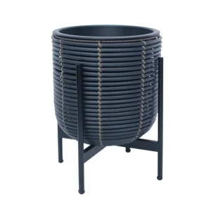 Wicker Blomkruka på stativ 30x30xH38 cm Svart - Inredning Begränsat antal