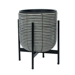 Trygg betalning Wicker Blomkruka på stativ 30x30xH38 cm Grå - Inredning