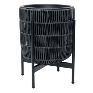 Wicker Blomkruka på stativ 38x38xH49 cm Svart - Inredning Billig