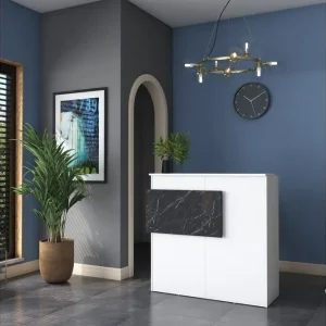 Naruto Skrivbord 110 cm Marmor/Vit - Möbler Erbjudande