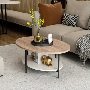 Populär Burata Soffbord 90 cm Ek/Vit - Möbler