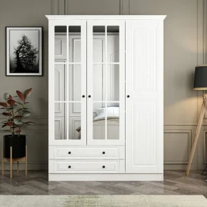 Fruitland Garderob med Spegel Vit - Förvaring Kundfavorit