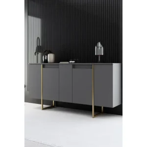I lager Luxe Konsollbord 160 cm Grå/Guld - Förvaring