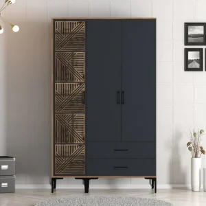 Snabb frakt Kumsal Garderob 120 cm Antracit - Förvaring