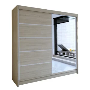 TALIN Garderob 58x180 cm LED-belysning Ek - Förvaring Rabatt