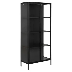 Sänkt pris Crabtree Vitrinskåp 40 cm djup 80 cm bred 180 cm hög Metall Glas Svart - Förvaring
