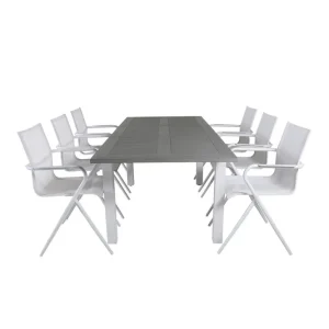 Begränsat antal Albany Förlängningsbar Matgrupp 152cm + 6 Alina Stolar Grå/V - Utemöbler