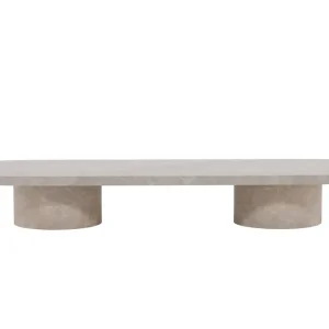Outlet Venture Home Narvik Travertin Ovalt Soffbord 190x60 cm Beige / Ljus - Möbler