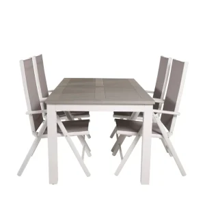 Begränsad tid Albany Förlängningsbar Matgrupp Utomhus 152cm + 4 Break Matstolar - Utemöbler
