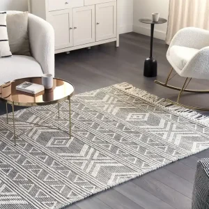 Populärt val Pazar Ullmatta 160x230 cm Svart/Vit - Textil & mattor
