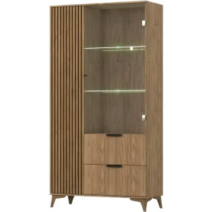 Lägg i varukorgen Entsian Vitrinskåp 60 cm djup 100 cm bred 192 cm hög Trä Glas Brun - Förvaring