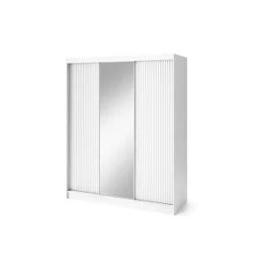 Biancco Garderob med Spegel 120x220 cm Vit - Förvaring risnedsättning