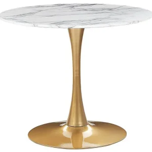 Billigare Calmar Matbord 90 cm Rund Vit/Guld - Möbler