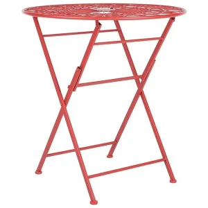 Terrace Runt Hopfällbart Cafébord och Bistrobord Utomhus 70 cm Metall Röd - Utemöbler & utemiljö Fynd