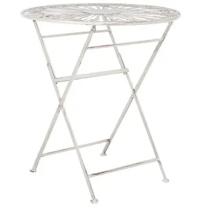 Outlet Dursley Runt Hopfällbart Cafébord och Kaffebord Utomhus 45 cm Metall Vit - Utemöbler & utemiljö