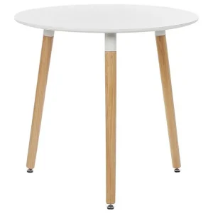 Magog Matbord 80 cm Rund Vit/Ljusbrun - Möbler Nyhet