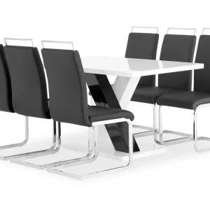 Cesi Matgrupp Rektangulärt matbord 140 cm + 6 Isoda Läder Marstolar - Möbler Lägg i varukorgen