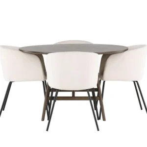 Populär Venture Home Kaseidon Matgrupp 100 cm Rund med 4 Berit stolar Beige - Möbler