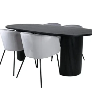 Erbjudande Venture Home Bianca Matgrupp 200 cm Oval med 4 Berit stolar Svart - Möbler