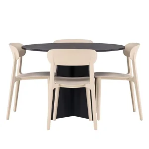 risnedsättning Venture Home Bootcut Matgrupp 110 cm Rund med 4 Åstol stolar Beige - Möbler