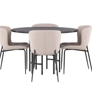 Fynd Venture Home Copenhagen Matgrupp 115 cm Rund med 4 Modesto stolar Svart - Möbler