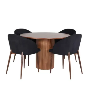 Venture Home Bianca Matgrupp 110 cm Rund med 4 Arch stolar Svart - Möbler I lager