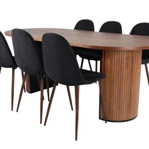 Säker betalning Venture Home Bianca Matgrupp 200 cm Oval med 6 Polar stolar Svart - Möbler