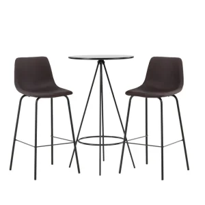 Köp online Venture Home Bistro Matgrupp 60 cm Rund med 2 Alexi stolar Svart - Möbler