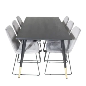 Endast idag Venture Home Dipp Matgrupp 180 cm Rektangulär med 6 Muce stolar Svart/Guld - Möbler