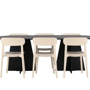 Venture Home Bootcut Matgrupp 230 cm Oval med 6 Åstol stolar Svart - Möbler Billigare