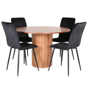 Venture Home Bianca Matgrupp 110 cm Rund med 4 Windu Lyx stolar Svart - Möbler Reapris