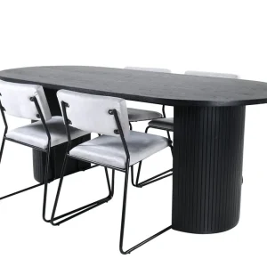 Venture Home Bianca Matgrupp 200 cm Oval med 4 Kenth stolar Svart - Möbler Trygg betalning